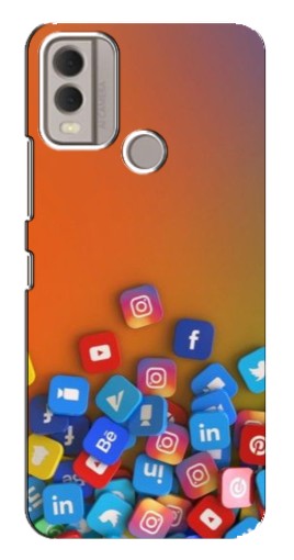 Чехол с принтом "Иконки соц сетей" для Nokia C22