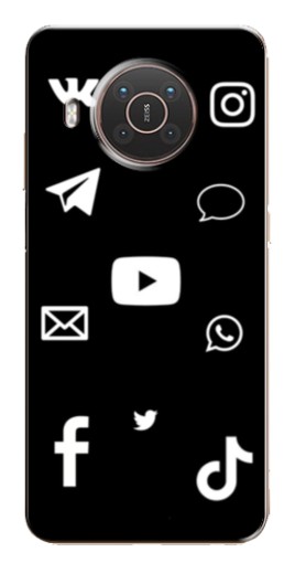 Силиконовый чехол с изображением "Белые иконки" для Nokia X10