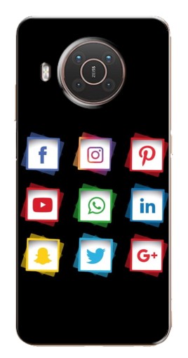 Силиконовый чехол с изображением "Иконки на черном" для Nokia X10