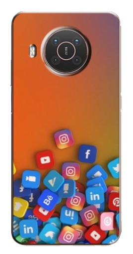 Силиконовый чехол с изображением "Иконки соц сетей" для Nokia X10