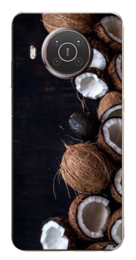 Чехол с картинкой "Кокосы на черном" для Nokia X10