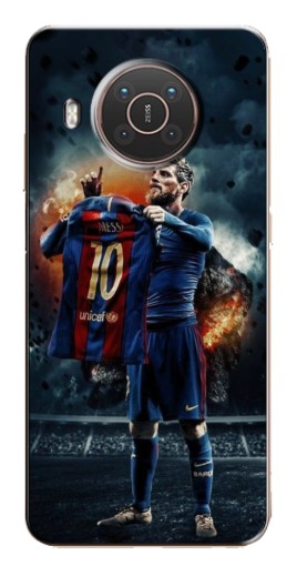 Чехол с картинкой "Месси с футболкой" для Nokia X10