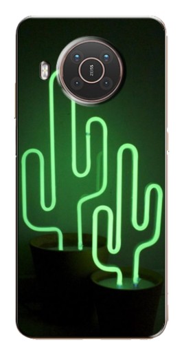 Чехол с картинкой "Неоновый кактус" для Nokia X10
