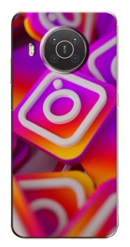 Чехол с печатью "Значки Инстаграм" для Nokia X10