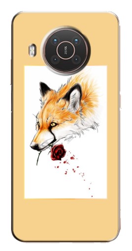 Чехол с принтом "Лиса с розой" для Nokia X20