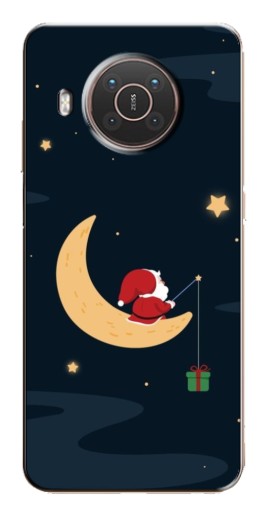 Чехол с картинкой "Санта на луне" для Nokia X20