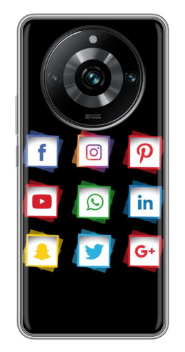 Чехол с печатью "Иконки на черном" для Realme 11 Pro Plus