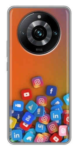 Силиконовый чехол с изображением "Иконки соц сетей" для Realme 11 Pro Plus