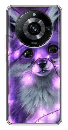 Чехол с печатью "Лисенок фиолетовый" для Realme 11 Pro Plus