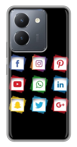 Силиконовый чехол с изображением "Иконки на черном" для VIVO Y36