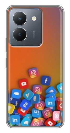 Чехол с печатью "Иконки соц сетей" для VIVO Y36
