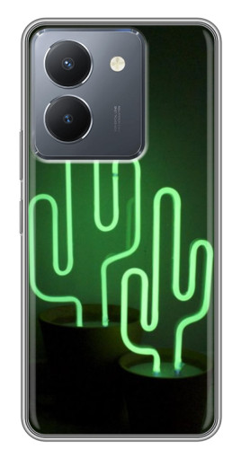 Чехол с картинкой "Неоновый кактус" для VIVO Y36