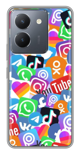 Чехол с печатью "Яркие иконки" для VIVO Y36