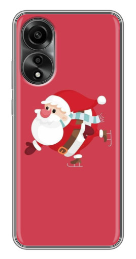 Силиконовый чехол с изображением "Дед Мороз на коньках" для OPPO A78 (4G)