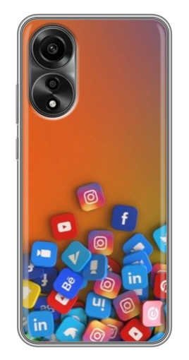 Чехол с картинкой "Иконки соц сетей" для OPPO A78 (4G)