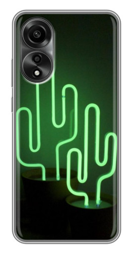 Чехол с принтом "Неоновый кактус" для OPPO A78 (4G)