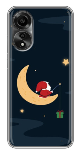 Чехол с печатью "Санта на луне" для OPPO A78 (4G)