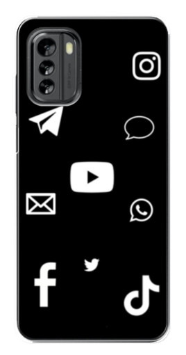 Чехол с принтом "Белые иконки" для Nokia G60