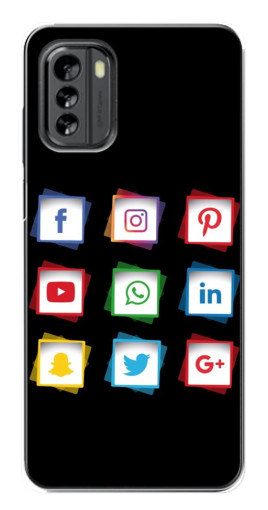 Чехол с принтом "Иконки на черном" для Nokia G60
