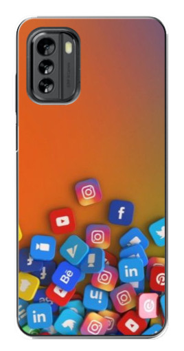 Чехол с принтом "Иконки соц сетей" для Nokia G60