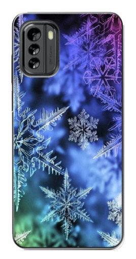 Чехол с картинкой "Разноцветные снежинки" для Nokia G60