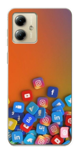 Чехол с печатью "Иконки соц сетей" для Motorola MOTO G14