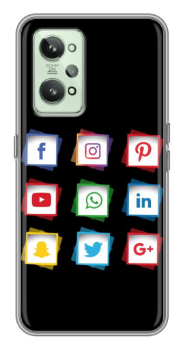 Чехол с принтом "Иконки на черном" для Realme GT2