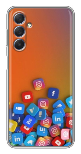 Силиконовый чехол с изображением "Иконки соц сетей" для Sansung Galaxy M54 (5G)