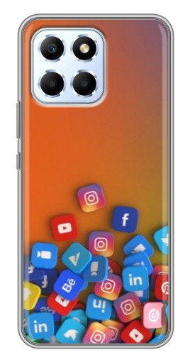 Чехол с печатью "Иконки соц сетей" для Huawei Honor X6
