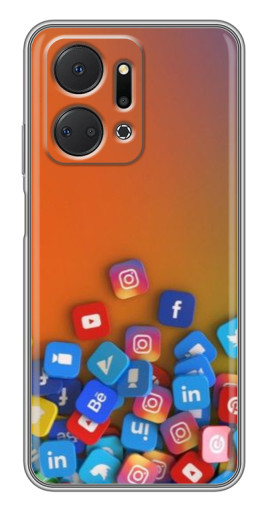 Чехол с принтом "Иконки соц сетей" для Huawei Honor X7a