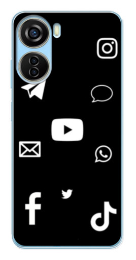 Чехол с печатью "Белые иконки" для ZTE V40 Design