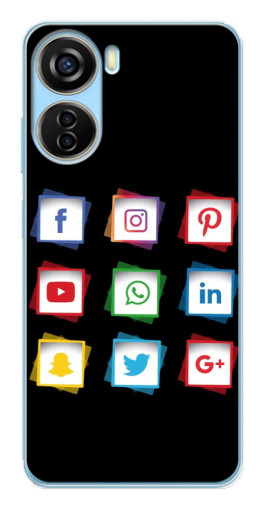 Силиконовый чехол с изображением "Иконки на черном" для ZTE V40 Design