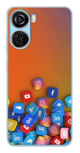 Силиконовый чехол с изображением "Иконки соц сетей" для ZTE V40 Design