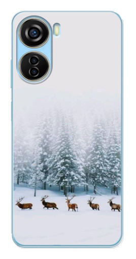 Чехол с картинкой "Олени в лесу" для ZTE V40 Design