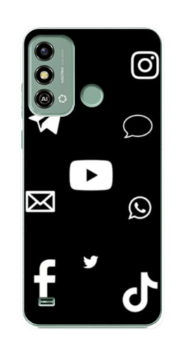 Чехол с печатью "Белые иконки" для ZTE Blade A53
