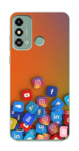 Силиконовый чехол с изображением "Иконки соц сетей" для ZTE Blade A53