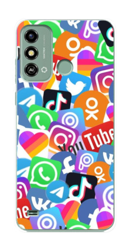 Чехол с печатью "Яркие иконки" для ZTE Blade A53