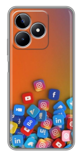 Силиконовый чехол с изображением "Иконки соц сетей" для Realme C53
