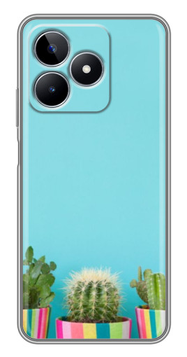 Силиконовый чехол с изображением "Маленькие кактусы" для Realme C53