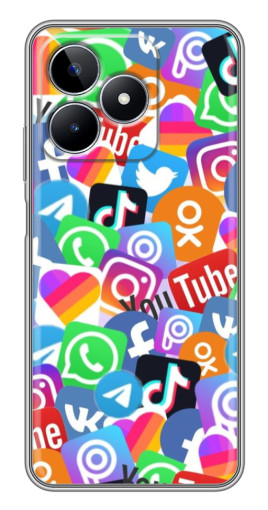 Чехол с принтом "Яркие иконки" для Realme C53