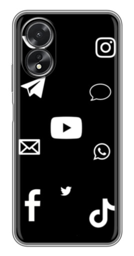 Силиконовый чехол с изображением "Белые иконки" для Oppo A38