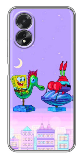 Силиконовый чехол с изображением "Крабс и Спанч Боб" для Oppo A38