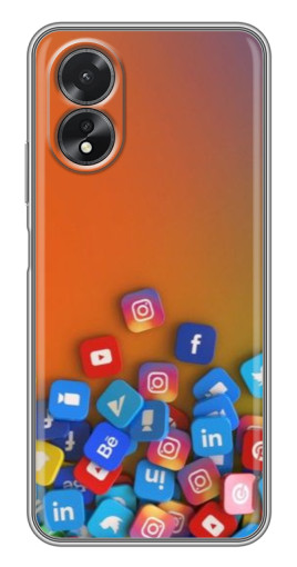 Чехол с картинкой "Иконки соц сетей" для Oppo A18