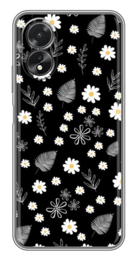 Чехол с картинкой "Ромашки на черном" для Oppo A18
