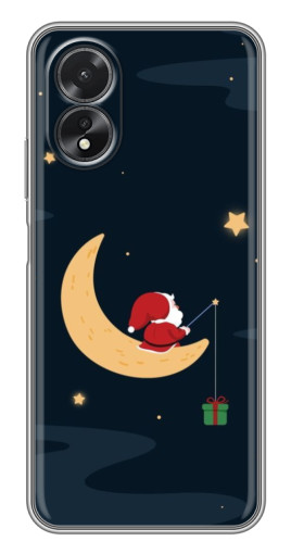 Чехол с картинкой "Санта на луне" для Oppo A18