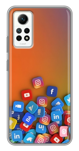 Чехол с печатью "Иконки соц сетей" для Xiaomi Redmi Note 12 Pro (4g)