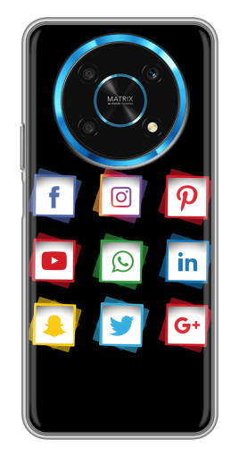 Силиконовый чехол с изображением "Иконки на черном" для Huawei Honor Magic 5 Lite 5G