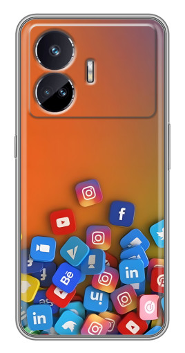 Чехол с принтом "Иконки соц сетей" для Realme GT5