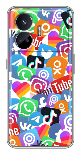Силиконовый чехол с изображением "Яркие иконки" для Realme GT5