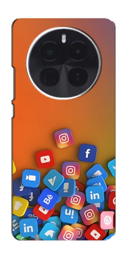 Силиконовый чехол с изображением "Иконки соц сетей" для Realme GT5 Pro